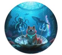 Shiba Inu 1000 Pieces Jigsaws Stress Reliever Difficult Challenge for Adults & Kids Puzzle Cute Pets Creative Round Jigsaw Puzzles Home Decor Gifts (67.5x67.5cm)