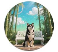 Shiba Inu 1000 Pieces Jigsaws Stress Reliever Difficult Challenge for Adults & Kids Unique Challenge Games Cute Pets Round Puzzles Family Game Gifts (67.5x67.5cm)