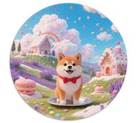 Shiba Inu 1000 Pieces Jigsaws Stress Reliever Difficult Challenge for Adults & Kids Unique Challenge Games Cute Pets Creative Round Jigsaw Puzzles Family Game Gifts (67.5x67.5cm)
