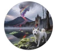 Shiba Inu 1000 Pieces Jigsaws Stress Reliever Difficult Challenge for Adults & Kids Unique Challenge Games Cute Pets Round Family Game Gifts (67.5x67.5cm)