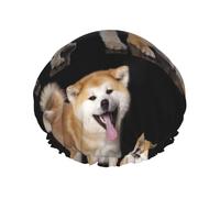 Shiba Inu Akita Inu,Shower Cap Nightcap Double Layer Waterproof Elastic Bath Cap Reusable Hair Cap