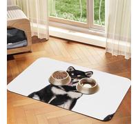 Shiba Inu Black Shiba Cute Dog Pattern,Waterproof Pet Feeding Mat,Cat Dog Placemats for Food and Water, PU Leather Food Mats,40x60cm