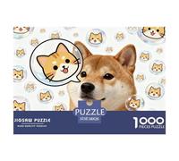 Shiba Inu Cat Head Bubbles Jigsaw Puzzle Waterproof 1000 Piece Puzzles for Adults Gifts Impossible Challenging Games
