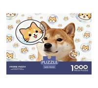 Shiba Inu Cat Head Bubbles Jigsaw Puzzle Waterproof 1000 Piece Puzzles for Adults Impossible Challenging Games