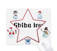 Shiba Inu Christmas Snowman Family Star Mouse Pad