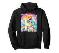 Shiba Inu Colorful Rainbow Dog Vibrant Graphic Pullover Hoodie