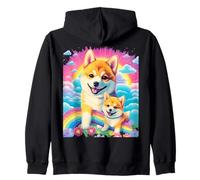 Shiba Inu Colorful Rainbow Dog Vibrant Graphic Zip Hoodie