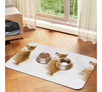 Shiba Inu Cute Dog Pattern,Waterproof Pet Feeding Mat,Cat Dog Placemats for Food and Water, PU Leather Food Mats,40x60cm