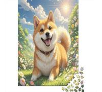 Shiba Inu Daisy 1000 Piece Sturdy Paper Personalized Cute Dog Jigsaw for Eco-Conscious Buyers Relaxation Puzzle Party 52x38cm/1000pcs