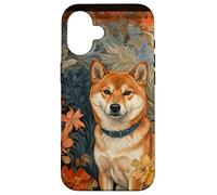 Shiba Inu Dog Botanical Floral Art Case for iPhone 16