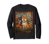 Shiba Inu Dog Botanical Floral Art Long Sleeve T-Shirt