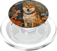 Shiba Inu Dog Botanical Floral Art PopSockets PopGrip for MagSafe