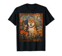 Shiba Inu Dog Botanical Floral Art T-Shirt