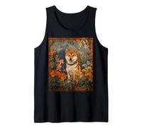 Shiba Inu Dog Botanical Floral Art Tank Top