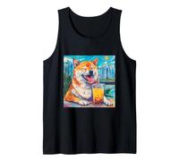 Shiba Inu Dog Bubble Tea Art Cityscape Tank Top