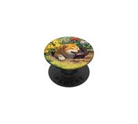 Shiba Inu Dog Digging Garden Flowers PopSockets Adhesive PopGrip