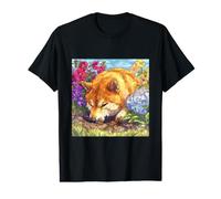 Shiba Inu Dog Digging in Flower Garden Value Graphic T-Shirt