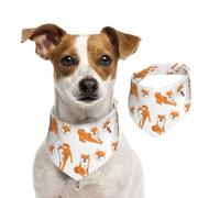 Shiba Inu Dog Pattern,Dog Bandanas Cotton Pet Scarf Adjustable Bibs for Pet,L
