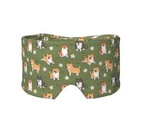 Shiba Inu Dog Pattern Flower Green Background, Full Eye Covers Light Blocking Eye Mask Sleep Eye and Ear Muffs