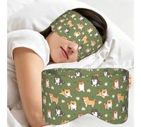 Shiba Inu Dog Pattern Flower Green Background, Sleep Mask for Home Travel, Full Eye Covers Light Blocking Eye Mask Sleep Eye and Ear Muffs