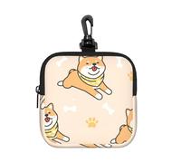 Shiba Inu Dog Pattern, Square Zipper Storage Bag, Neoprene Coin Purse, Small Wallets, Change Pouch, Change Purse