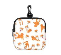 Shiba Inu Dog Pattern, Square Zipper Storage Bag, Neoprene Coin Purse, Small Wallets, Change Pouch, Change Purse