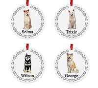Shiba Inu Dog Personalised Round Shaped Personalised Christmas Tree Bauble - With the name of your choice - 4 Different Designs Available at Customisation Point