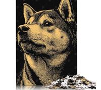 Shiba Inu Dog Portrait Illustration Puzzle Educational Games Family Activities Premium Cardboard Jigsaw Puzzle for Women Men Easter Gift 500pcs (52x38cm)
