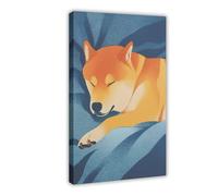 Shiba Inu Dog Sleeping Canvas Poster Bedroom Decor Landscape Office Room Decor Gift 20x30inch(50x75cm)
