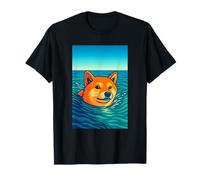 Shiba Inu Dog Swimming in Ocean, Love Dogs T-Shirt