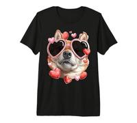 Shiba Inu Dog Valentine's Day Heart Glasses Premium T-Shirt