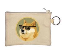 Shiba Inu Dogecoin Akita Cryptocurrency Bitcoin Key Chain Coin Purse Beige