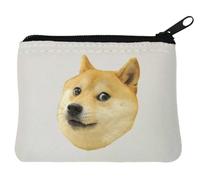 Shiba Inu Dogecoin Internet Meme Neoprene Coin Purse Pouch 10x11cm White