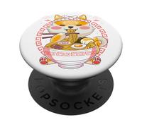 Shiba Inu Eating Ramen Japanese Noodles Funny Dog In Japan PopSockets Adhesive PopGrip