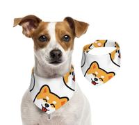 Shiba Inu Face,Dog Bandanas Cotton Pet Scarf Adjustable Bibs for Pet,S