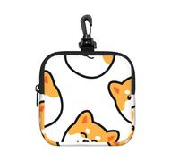 Shiba Inu Face, Square Zipper Storage Bag, Neoprene Coin Purse, Small Wallets, Change Pouch, Change Purse
