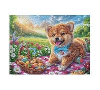 Shiba Inu Flower Field 500 Piece Jigsaw Puzzle for Adults Teens Study Room Decor Focus Training Vibrant Colours Great Gift for Scholars 500 PCS