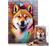 Shiba Inu Graffiti Jigsaw Puzzles for Teenagers 1000 Mind Exercise Toy Home Activity Precision Cut Wall Art Decor 50x75cm