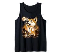 Shiba Inu Howling At The Full Bright Moon | Funny Retro Tank Top