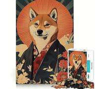 Shiba Inu Japanese Kimono Puzzles for Adults 1000 Pieces Strengthen Memory Stress Relief Smooth Edge Heartfelt Gift 38x26cm