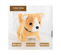 (Shiba Inu) Kawaii Dog Plush Toy Can Walk Bark Nod Simulation Plush Electric Puppy Without Battery Kids Toys Electric Puppy Can Wag Tail
