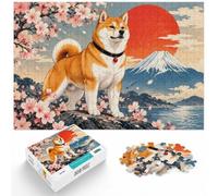Shiba Inu Mount Fuji Cherry Blossoms Jigsaw Puzzle for Adults, 500 Pieces | Jigsaw Puzzle - Christmas puzzle gift for adults with solo or shared puzzle time.