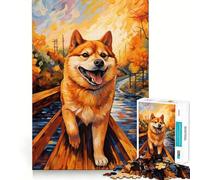Shiba Inu on Bridge Jigsaw Puzzle for Adults 1000 Pieces Mind Exercise Toy Together Fun Precision Cut Unique Gift 38x26cm