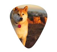 Shiba Inu Pets Dogs Sunset Bokeh Shiba Inu,12 Pcs Guitar Pick,3 Different Thickness Plectrums for Acoustic Guitar Bass Ukulele (0.46mm 0.96mm 0.71mm)