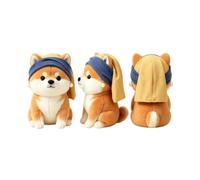 Shiba Inu Plush Toy with Pearl Earring Soft Stuffed Animal Doll | Funny dog plush with blue bandana & pearl drop earring, super soft short plush, great for desk decor, room accent