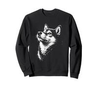 Shiba Inu Portrait Black and White Dog Lover Sweatshirt