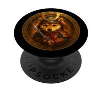Shiba Inu Puppy as Brave Samurai Japanese Ornaments PopSockets Adhesive PopGrip