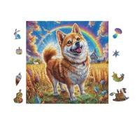 Shiba Inu Puppy with Rainbow 100 Piece Pack DIY Jigsaw Puzzle Collectors Cognitive Development Educational Decorative Puzzle Gifts for Adults High-grade Cardboard 28x28cm