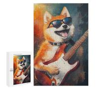 Shiba Inu Rock Star Guitar Painting Puzzle 1000 Teile Schwer Puzzle Spielzeug Lernspiel Impossible Herausforderungsspielzeug Für Erwachsene Kinder 1000 PCS