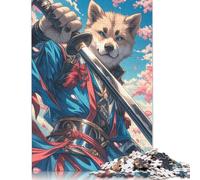 Shiba Inu Samurai Blossom Jigsaw Puzzles Puzzles for Adults Kids. 1000 Pieces Great Gifts Challenge Toy Educational Games Home Decoration for Adults& Kids Age 14 Years Up 1000pcs (75x50cm)